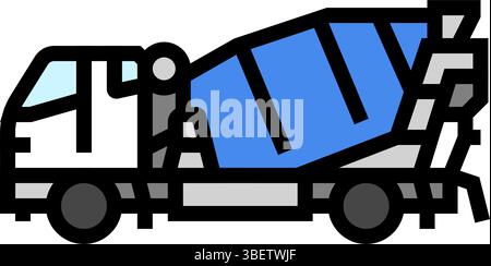 LKW-Zementproduktion Farbsymbolvektor-Illustration Stock Vektor