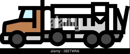 Betonmischer LKW Zementproduktion Farbe Symbol Vektor Illustration Stock Vektor