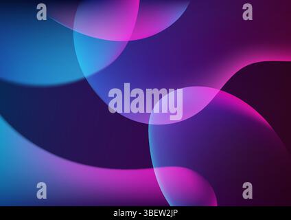 Abstrakter Hintergrund mit durchscheinenden, sich überlappenden Formen in sanftem Blau, Lila und Rosa Verläufen mit verschwommenen Kanten, modernem, ätherischem und vibran Stock Vektor