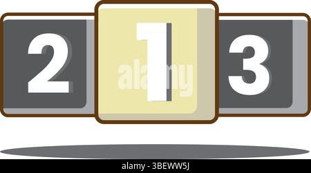 Flache Illustration von Podium eins zwei drei Stock Vektor