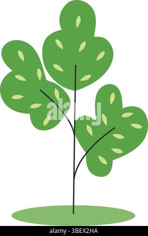 Einzelner Baum mit grüner Krone Clip Art Illustration. Einfaches Laubbaumsymbol isoliert auf weißem Hintergrund. ECO Natural Vektorelement Stock Vektor