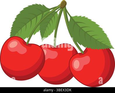 Kirschbeerensymbol im flachen Stil. Frische Frucht Vektor-Illustration auf isoliertem Hintergrund. Frischkirsche-Zeichen-Business-Konzept. Stock Vektor