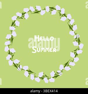 Blumensommerkranz Grüner Hintergrund Stock Vektor