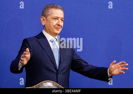 Roma, Italien. 30. Mai 2025. IL governatore Fabio Panetta durante la präsentazione della Relazione annuale della Banca d'Italia, Roma, Venerdì 30 Maggio 2025 (Foto Roberto Monaldo/LaPresse) Gouverneur Fabio Panetta während der Präsentation des Jahresberichts der Bank von Italien, Rom, Freitag, 30. Mai 2025 (Foto: Roberto Monaldo/LaPresse) Credit: LaPresse/Alamy Live News Stockfoto