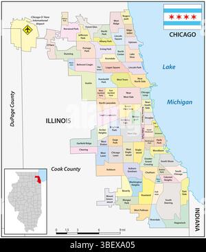 Stadtplan Chicago, Illinois, Vereinigte Staaten Stockfoto
