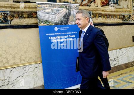 Roma, Italien. 30. Mai 2025. Fabio Panetta, Governatore Banca d'Italia, in occasione della relazione annuale sul 2024 della Banca d' Italia, thouazioni finali del Governatore. Roma, Venerdì 30 Maggio 2025 (Foto Mauro Scrobogna/LaPresse) Fabio Panetta, Gouverneur der Bank von Italien, anlässlich des Jahresberichts 2024 der Bank von Italien, abschließende Überlegungen des Gouverneurs. Rom, Freitag Mai 30 2025. (Foto: Mauro Scrobogna/LaPresse) Credit: LaPresse/Alamy Live News Stockfoto