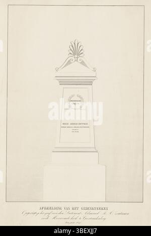 The Netherlands, Image of the Memorial Sign Opgest op het Tomb van den Leutnant Admiral J.A. Zoutman in de Hervormde Kerk in Geertruidenberg Ten jare 1846, Memorial for Vize Admiral Zoutman, 1846, Niederlande, verso - gestempelt, Memorial errichtet 1846 für Vizeadmiral J.A. Zoutman, gestorben am 7. Mai 1793. Auf dem Denkmal wird die Schlacht von Doggerbank am 5. August 1781 erwähnt. Gedenkstätte in der Geertruidskerk oder Grote Kerk in Geertruidenberg im Auftrag der örtlichen Abteilung der Maatschappij tot Nut van иt Algemeen., Druck, Frederik Müller Geschichtsplatten, Höhe 572 mm, Breite 445 mm, Druck Stockfoto