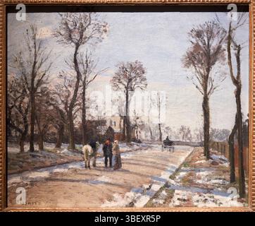 Route de Versailles, Louveciennes, Wintersonne und Schnee, 1870, Camille Pissarro (Carlota Amalia, Santo Tomás, 1830-París, 1903), Ausstellung Proust und Stockfoto