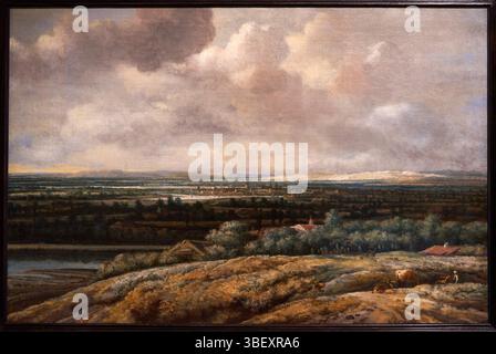 Panoramablick mit einer Stadt im Hintergrund, 1655, Philips Koninck (Ámsterdam, 161g-1688), Ausstellung Proust und die Künste, Thyssen-Bornemisza Na Stockfoto