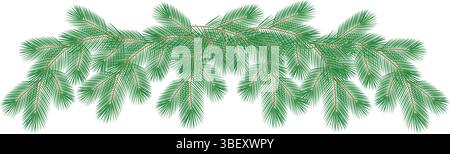 Hand gezeichnet Kiefernzweige Kreativität Top Girlande ohne Dekorationen Winter Feiertage Dekor Vorlage Idee. Isolierte Vektor-Illustration Winterferien Grußdekorationen Karten oder Werbebanner, Flugblätter Stock Vektor