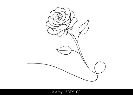 Rosenblume durchgehende Linienzeichnung elegante einzeilige Kunst einer minimalistischen Rose Stock Vektor