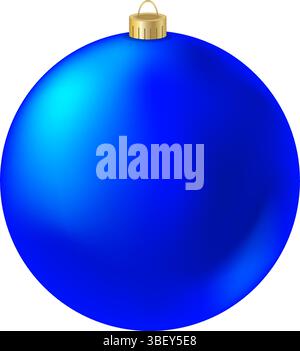 Weihnachtsball isoliert. Blauer Neujahrsbaumschmuck. Design-Element für Weihnachtsfeiern. Stock Vektor