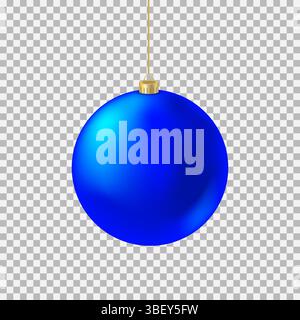 Weihnachtsball isoliert. Blauer Neujahrsbaumschmuck. Design-Element für Weihnachtsfeiern. Stock Vektor