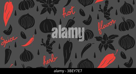 Ein nahtloses Gemüsemuster im handgezeichneten Doodle-Stil mit verschiedenen Gemüsesorten. Perfekt für digitale Hintergründe, Verpackungen, Geschenkpapier, Textil Stockfoto