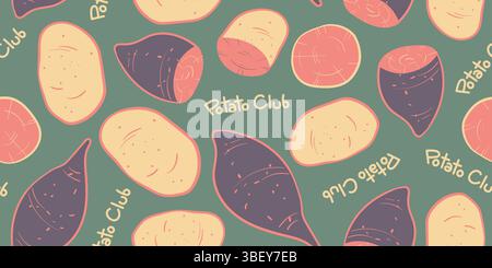 Ein nahtloses Gemüsemuster im handgezeichneten Doodle-Stil mit verschiedenen Gemüsesorten. Perfekt für digitale Hintergründe, Verpackungen, Geschenkpapier, Textil Stockfoto