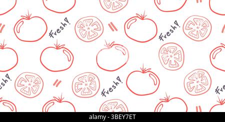 Ein nahtloses Gemüsemuster im handgezeichneten Doodle-Stil mit verschiedenen Gemüsesorten. Perfekt für digitale Hintergründe, Verpackungen, Geschenkpapier, Textil Stockfoto