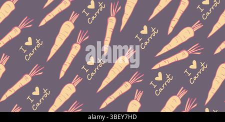 Ein nahtloses Gemüsemuster im handgezeichneten Doodle-Stil mit verschiedenen Gemüsesorten. Perfekt für digitale Hintergründe, Verpackungen, Geschenkpapier, Textil Stockfoto