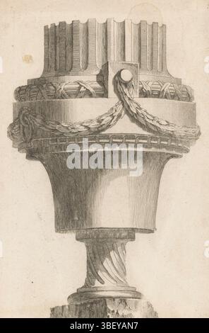 Baquoy, C., Paris, Chéreau, Jacques-Francois, Delafosse, Jean Charles, unbekannt, III. Band de l'oeuvre de J. CH. Delafosse, V Vasen Antiquitäten. Cahier V, Vase mit Guirlanden, Verso - gestempelt, eine ornamentierte Vase mit Guirlanden., Druck, Ornament Print, Prints, Ornament Prints, Höhe 251 mm, Breite 163 mm, Druckmaschine, 1771 - 1771, Papier, Ätzen, Gravieren, Gravieren (Druckverfahren), Arbeitskonzept, Französisch, 1734 - 1791-10-11, nach Entwurf, Publikation (Veranstaltung), Publikation, 14. 10. 1742 - 1794-05-16, Verlag, Gravur (Druckverfahren) Stockfoto