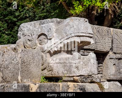 Die Tzompantli, Plattform der Schädel, Chichen Itza, Yucatan State, Mexiko Stockfoto