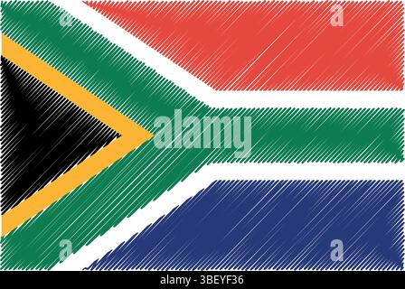 Tag Der Freiheit In Südafrika 27. April. Scribble Stil Südafrika Flagge Vektor Hintergrund. Poster, Karte, Banner. Stock Vektor