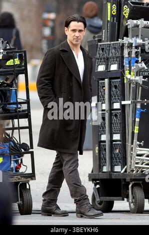 Colin Farrell am Set von „Winter's Tale“ in New York City – 02. Dezember 2012 Stockfoto