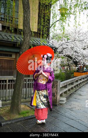 Geisha im Bezirk Gion in Kyoto, Japan Stockfoto