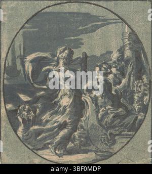 Parmigianino, Italien, Trient, Antonio da, Circe Drinking, verso - gestempelt, Circe trinkt aus einer Schüssel und rechts die Männer von Odysseus auf einem Schiff., Druck, Höhe 216 mm, Breite 200 mm, Italienisch, 1510 - 1550, Druckerei, 1520 - 1550, 1. Quartal 16. Jahrhundert, 2. Quartal 16. Jahrhundert, Papier, clair-obskur-Holzschnitt, Werkkonzept, 11. Januar 1503 - 24. August 1540 Stockfoto