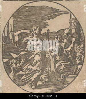 Andreani, Andrea, Parmigianino, Italien, Trient, Antonio da, Circe trinkt, Circe trinkt aus einer Schüssel und rechts die Männer von Odysseus auf einem Schiff., Druck, Höhe 216 mm, Breite 202 mm, Italienisch, 1510 - 1550, Druckerei, 1568 - 1629, 1. Quartal 16. Jahrhundert, 2. Quartal 16. Jahrhundert, Papier, clair-obskur-Holzschnitt, Arbeitskonzept, 1503 11.01.2011 - 1540-08-24, nach Design, Publikation (Event), Publikation, 1559 - 1629, Verlag Stockfoto