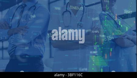 Bild der Finanzdatenverarbeitung und mathematischen Gleichungen über verschiedene Ärzte Stockfoto