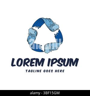 Dreieck Ozean Meer Blau Welle Symbol Illustration Logo Design Vektor Stock Vektor