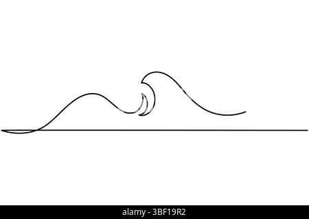 Minimalistische einzeilige Zeichnung und Stil von Ocean Wave isolieren Umrissvektor Stock Vektor