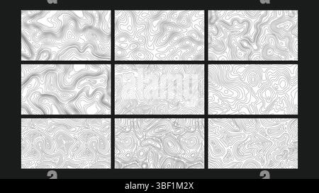 Topografische Kartenlinien Hintergrund Eingestellt Stock Vektor