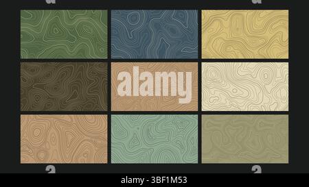 Abstraktes Topographisches Terrain Hintergrundset Stock Vektor