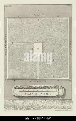 Rom, Piranesi, Giovanni Battista, Rom, Le Antichità Romane, archäologische Funde in und um Rom, Pianta della Pyramid di Cajo Cestio presso la Porta di S. Paolo, Karte der Pyramide des Cestius in Rom, verso gestempelt, Karte der Pyramide des Cestius in Rom mit in der Mitte die Grabkammer des Gaius Cestius. Unter einem Detail einer Eierliste. Nummeriert Oben Links: Tom. Nummeriert oben rechts: XLIII. Titel und erläuternde Liste mit Buchstaben am unteren Rand, Druck, Höhe 341 mm, Breite 220 mm, Italienisch, 10.1720, 1778.11.09, Druckerei, 1756.1757, Papier, Ätzen, Arbeitskonzeption, laut seiner Stockfoto