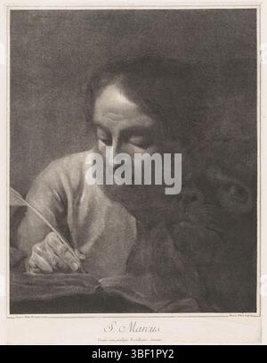 Venedig, Senat von Venedig, Venedig, Piazzetta, Giovanni Battista, Pitteri, Giovanni Marco, S. Marcus, der Evangelist Marcus mit Löwe, Verso-Stempel, Druck, Höhe 428 mm, Breite 325 mm, Italienisch, 24.05.1702, 1786.08.04, Printmaker, 1712 - 1786, Papier, Gravur, Gravur (Druckverfahren), 13. Februar 1682 - 29. April 1754, danach, durch Malerei, Lieferant der Berechtigung Stockfoto