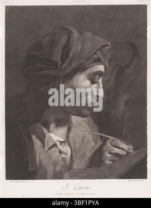 Venedig, Senat von Venedig, Venedig, Piazzetta, Giovanni Battista, Pitteri, Giovanni Marco, S. Lucas, der Evangelist Lucas Met os, Verso-gestempelt, Druck, Höhe 430 mm, Breite 325 mm, Italienisch, 24. Mai 1702 - 1786-08-04, Druckerei, 1712 - 1786, Papier, Gravur, Gravur (Druckverfahren), 13. Februar 1682 - 29. April 1754, danach durch Anstreichen von Provider der Berechtigung Stockfoto