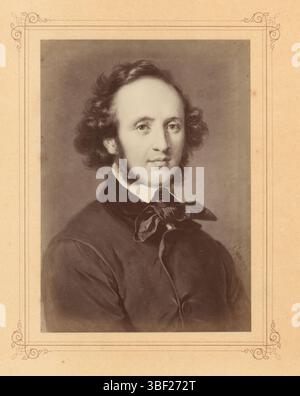 Jager, Carl, Fotoreproduktion gemaltes Porträt von Felix Mendelssohn-Bartholdy, Foto, Fotos, Höhe mm, Breite mm, Fotograf, 1860 - 1872, drittes Viertel 19. Jahrhundert, Albumindruck, Albumindruck Stockfoto