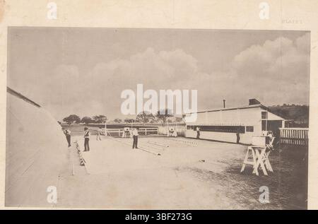 Muybridge, Eadweard, Anordnung der Kameras für die Illusionen der Seiten (Foto), Foto, Foto, Fotosequenz, Fotos, Höhe mm, Breite mm, Englisch, 1830 - 1904, Fotograf, 1872 - 1882, 3. Viertel 19. Jahrhundert, 4. Viertel 19. Jahrhundert, Heliotypie Stockfoto