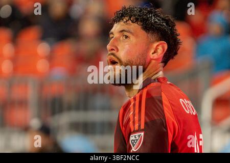 Toronto, Kanada. Mai 2025. Jonathan Osorio #21 des Toronto FC reagiert während des MLS-Spiels zwischen Toronto FC und Philadelphia Union im BMO Field. Endpunktzahl Philadelphia Union 2-1 Toronto FC. Am 28. Mai 2025 in Toronto, Kanada. (Foto: Leonardo Ramirez/Eyepix Group/SIPA USA) Credit: SIPA USA/Alamy Live News Stockfoto