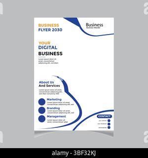 Modern Digital Business Flyer Design 2030, oder dies ist ein professionelles, modernes Flyer Design für ein digitales Unternehmen, wahrscheinlich eine Marketingagentur. Stock Vektor