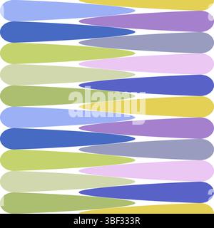 Modernes geometrisches Vektormuster mit glatten, abgerundeten ineinandergreifenden Formen in einer harmonischen Palette von Blau, Lila, Grün und Gelb auf einer Clea Stock Vektor