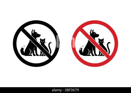 Schild „keine Haustiere erlaubt“, Tierbeschränkungssymbol, grafische Vektorgrafik Stock Vektor