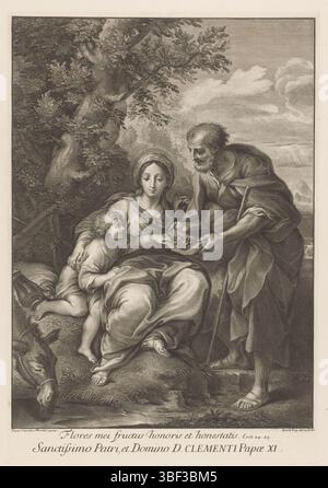 Maratti, Carlo, Rom, Frey, Jacob (der Ältere), ruhen Sie sich während des Fluges nach Ägypten aus, Verso-Stempel, Druck, Höhe 429 mm, Breite 295 mm, 1681 - 1752-01-11, Druckerei, 1717 - 1718, Papier, Gravur, Gravur (Druckverfahren), Zeichner, Zeichnung, Italienisch, 15.05.1625, 1713-15 Stockfoto