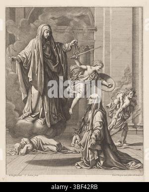 Paris, Audran, Poussin, Nicolas, Frankreich, Gérard, H. Francisca Romana, Paris, verso - gestempelt, gedruckt, Höhe 389 mm, Breite 289 mm, 1640 - 1703-07-26, Druckmaschine, 1650 - 1703, Papier, Ätzen, Französisch, 1594-06 - 1665-11-19, danach, nach dem Malen, Publikation (Ereignis), Publikation, Verlag Stockfoto