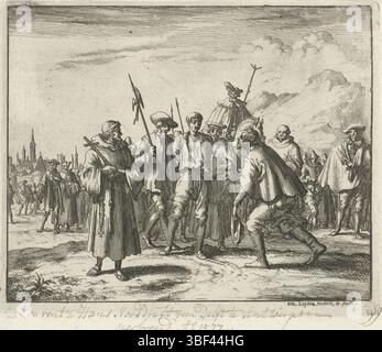 Amsterdam, Oossaan, Aart Dircksz., Amsterdam, Wybrants, Sander, Swart, Witwe Steven, Blom, Joannes, Bergh, Herman van den, Deyster, Jacobus van der, Luyken, Jan, verso - gestempelt, gedruckt, Buchabbildung, Drucke, Louwerens Jansz., Antwerpen to Death, 1577, 99, Recto - Handschrift in brauner Tinte, Lourentz Jansz Ao 1577, Höhe 119 mm, Breite 142 mm, Noord-Nederlands, 16. 04. 1649 - 1712-04, Drucker, 1685 - 1685, Papier, Ätzen, Konzeption, 1719-04-16, Veröffentlichung usw. Stockfoto