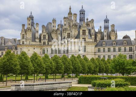 Chateau de Chambord, erbaut in der ersten Hälfte des 16. Jahrhunderts für König Francois I. im Renaissancestil, Département Loir-et-Cher, Centre-Val de Stockfoto