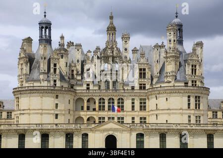 Chateau de Chambord, erbaut in der ersten Hälfte des 16. Jahrhunderts für König Francois I. im Renaissancestil, Département Loir-et-Cher, Centre-Val de Stockfoto