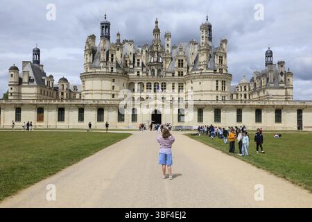 Chateau de Chambord, erbaut in der ersten Hälfte des 16. Jahrhunderts für König Francois I. im Renaissancestil, Département Loir-et-Cher, Centre-Val de Stockfoto