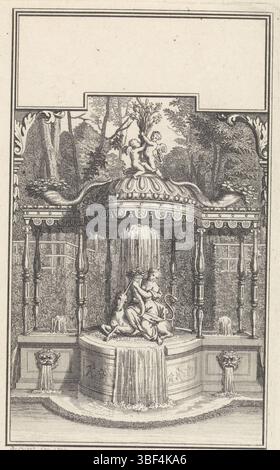 Paris, Picart, Bernard, Paris, Homepage mit einem Brunnen in einem Park, hinten rechts unten - gestempelt, Ein Park mit einem Brunnen, im Becken eine Statue einer Frau (Fortuna?) Auf einem Einhorn, ein Horn des Überflusses in den Händen. Über der Leistung ein leerer Rahmen., Druck, Höhe 155 mm, Breite 87 mm, Noord-Nederlands, 11.06.1673 - 08.05.1733, Druckerei, 1708 - 1708, 1. Quartal 18. Jahrhundert, Papier, Ätzen, Gravieren, Gravieren (Druckverfahren), Work Concept, Nordholland, 11. Juni 1673 - 8. Mai 1733 Stockfoto
