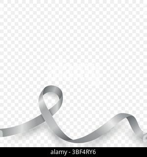 Vektorgraue Bandschleife, Bandakzent, Banddesign. Grafik Für Brain Cancer Awareness Symbol, Hoffnung, Einheit, Unterstützung, Advocacy Kampagne. Logo-Element Stock Vektor